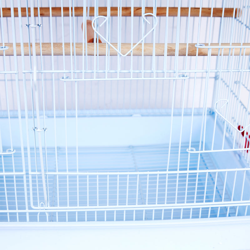 Gabbia Voliera per Uccelli 46,5x35,5x65,5 cm con 2 Mangiatoie in Ferro e Plastica Bianco  