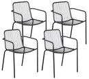 Set 4 Sedie da Giardino 54x55x78 cm in Ferro Battuto Grigio Scuro