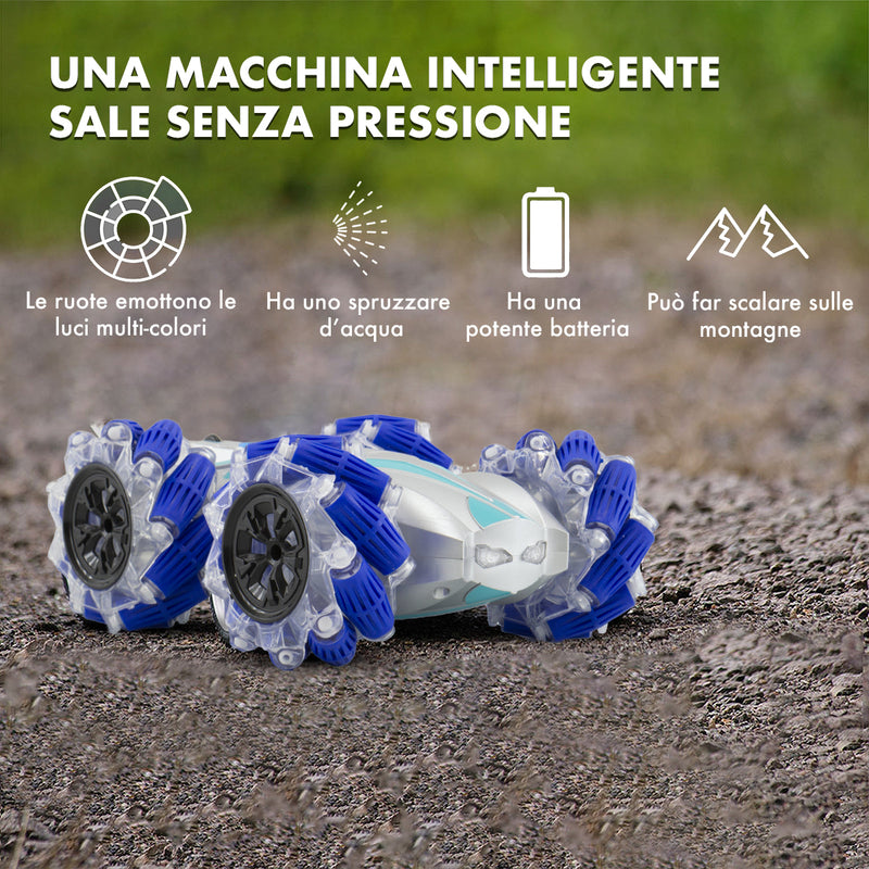 Auto Telecomandata 2.4GHz Stunt con Rotazione Acrobatica e Getto d'Acqua Grigio