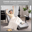 Poltrona Chaise Longue Reclinabile con Schienale Alto 160,5x60,5x93 cm in Tessuto Effetto Lino Grigio Chiaro 