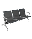Panca per Sala d'Attesa 3 Posti in Acciaio Nero