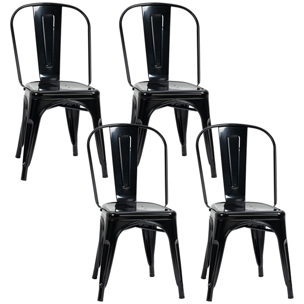 prezzo Set 4 Sedie da Cucina Impilabili 53x45x85 cm in Acciaio Nero