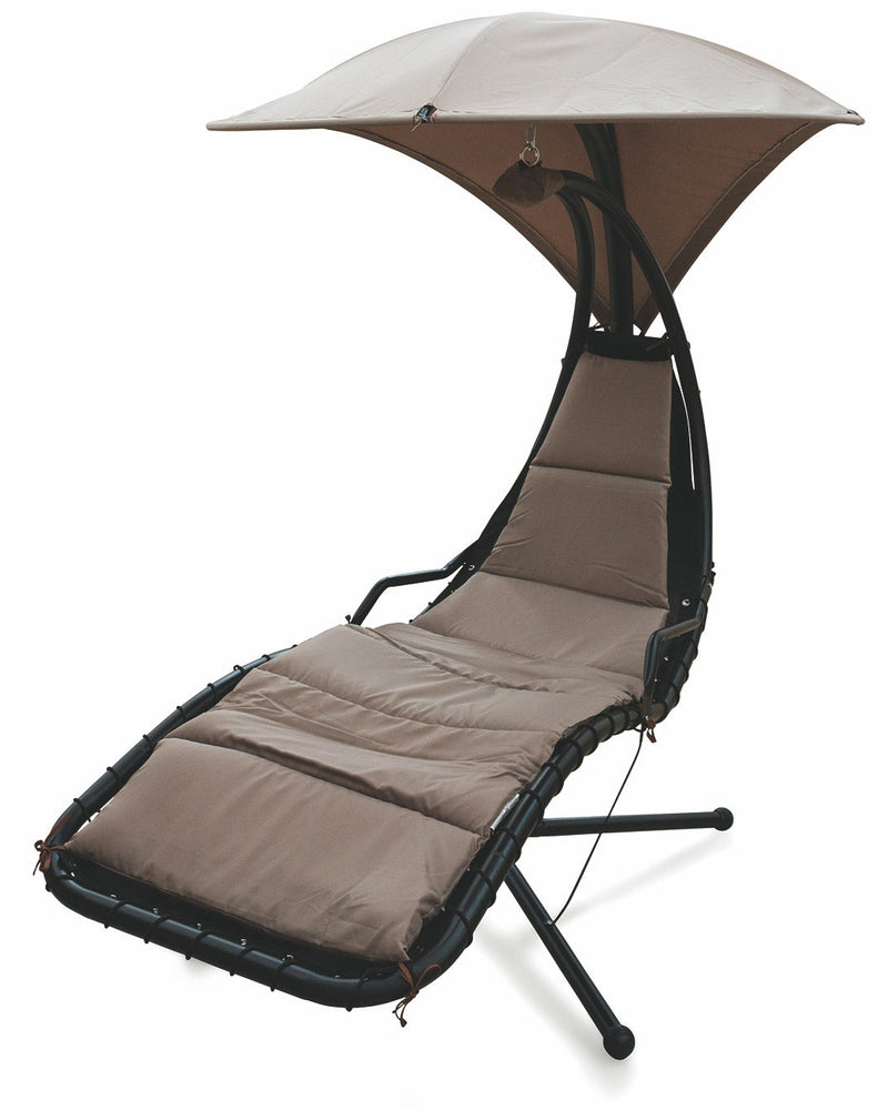 Amaca Dondolina da Giardino in Ferro e Textilene con Parasole Soriani Malibù Tortora