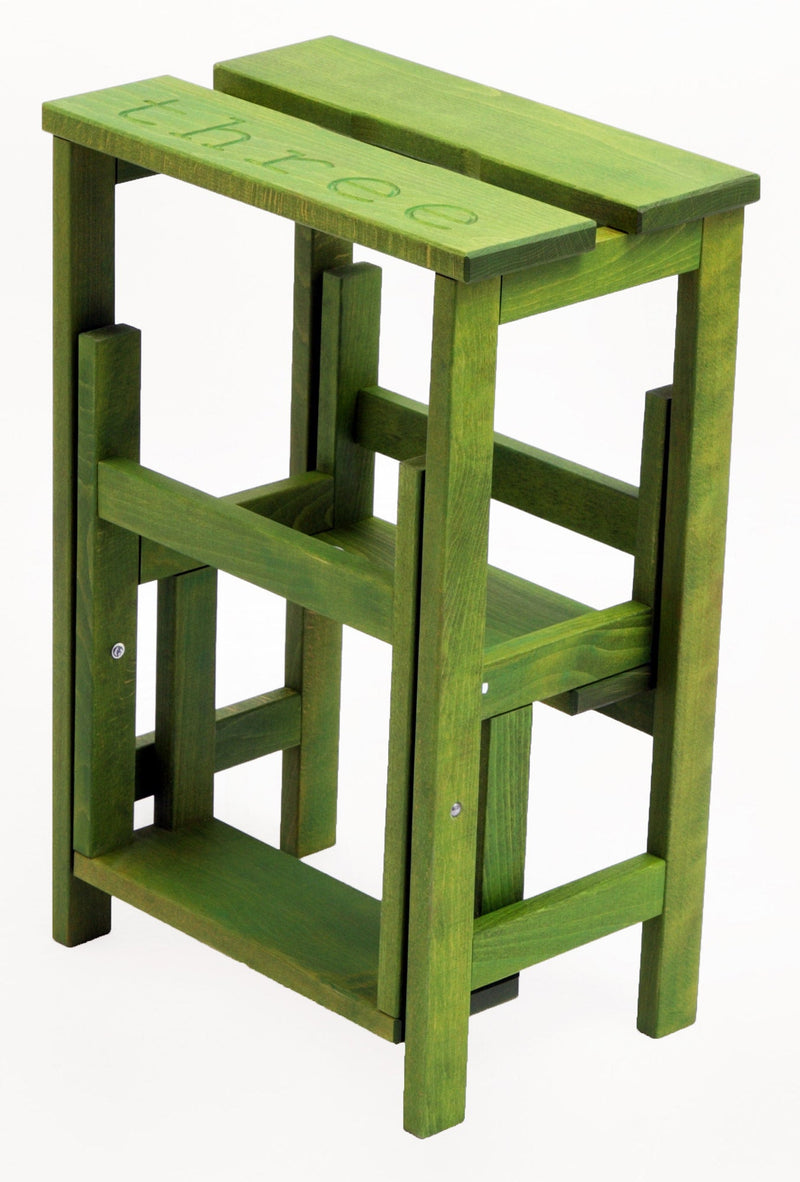 Sgabello Scaletta 60x40x46 cm in Legno Verde Oliva