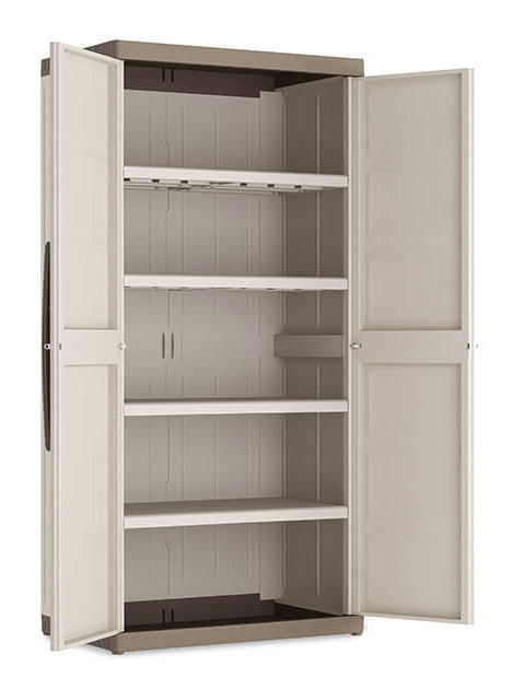 Armadio da Esterno 4 Ripiani 89x54x182H cm in Plastica Keter Excellence XL Alto Beige/Tortora