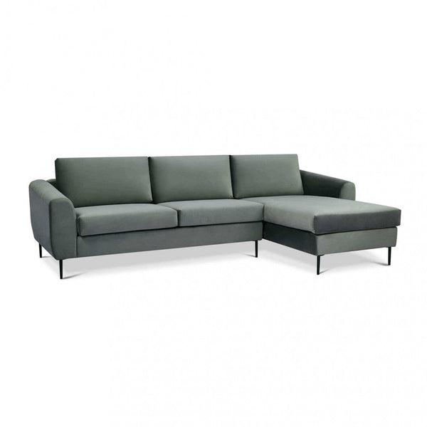 prezzo Sofa mit Chaiselongue Gregory in grauem Stoff
