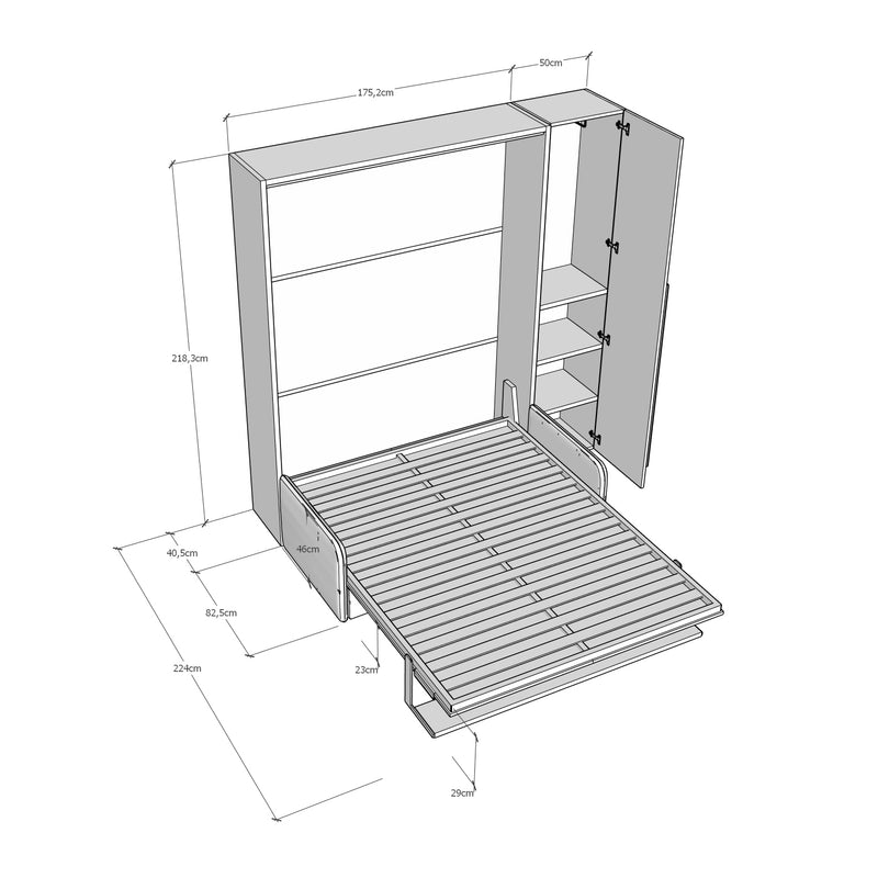 Letto Matrimoniale A Scomparsa 160 Versia Con Divano Mensola E Armadio 1 Anta Dx Argilla      