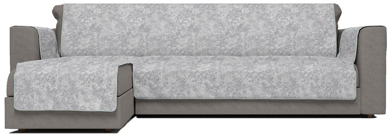 Copridivano con Penisola Sinistra in Poliestere e Cotone Grigio Chiaro Varie Misure