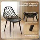 Set 4 Sedie da Pranzo Design Moderno con Schienale Traforato in Plastica Nero    