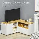 Mobile TV a L max 40” 90x90x45 cm in Truciolato Bianco e Rovere