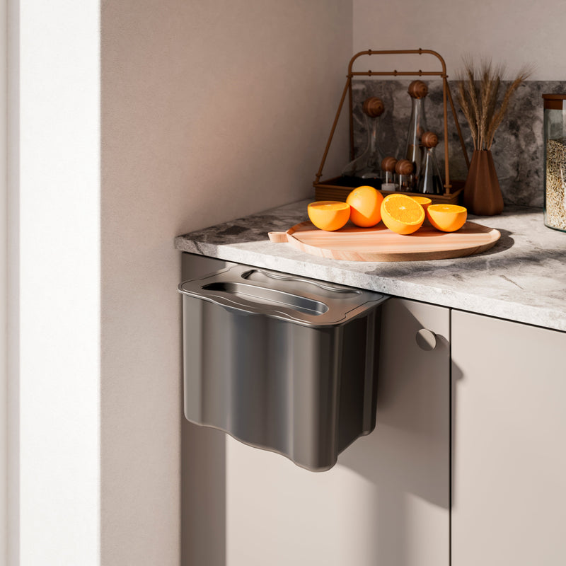 Pattumiera da Cucina ad Estrazione 5 L in Plastica Emuca Grigio Antracite