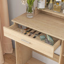 Consolle Trucco 90x38x138 cm con Specchio Cassetto e Mobiletto in Truciolato Colore Acero