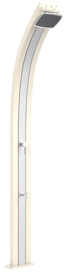Doccia Solare da Esterno Giardino 30L Miscelatore e Lavapiedi Arkema Spring Fascia Inox Bianco Crem online