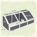 Casetta per Tartarughe di Terra 120x55x50A cm senza Fondo in Legno e Acciaio Grigio e Bianco  