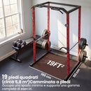 Power Cage Stazione Multifunzione 160x112x215 cm Rack Regolabile con Capacità di 460 kg in Acciaio Rosso      
