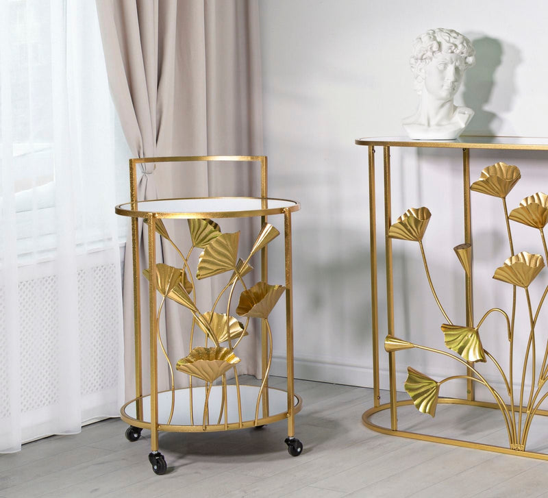 Carrello Flow 60x76x46 cm in Ferro e MDF Oro