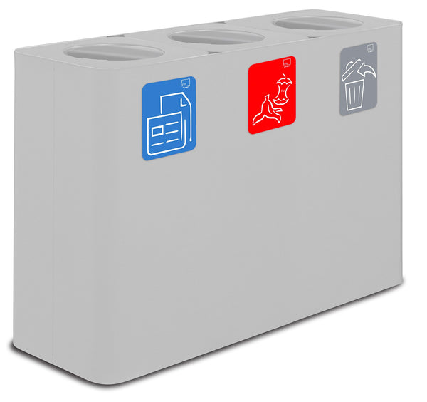 acquista Pattumiera Sistema di Raccolta Rifiuti 115x38xh80 cm in Acciaio 3 Scomparti Bianco