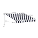 Tenda da Sole Avvolgibile a Parete Manuale a Righe Blu e bianco 2.5x2m 