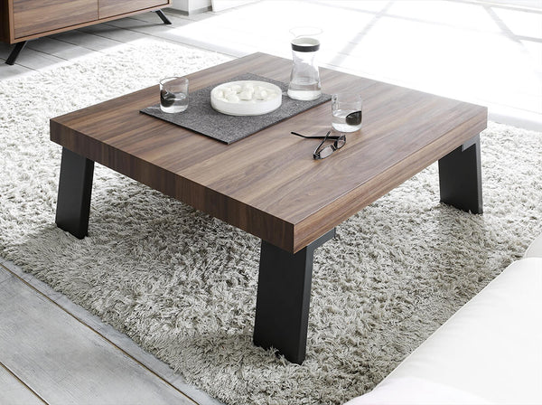 online Quadratischer Couchtisch für Wohnzimmer in Melamin 40x86x86cm TFT Palm Nussbaum