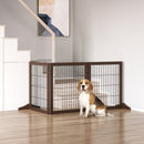 Cancelletto di Sicurezza Pieghevole per Animali Domestici 185x36x71 cm in Legno  Marrone