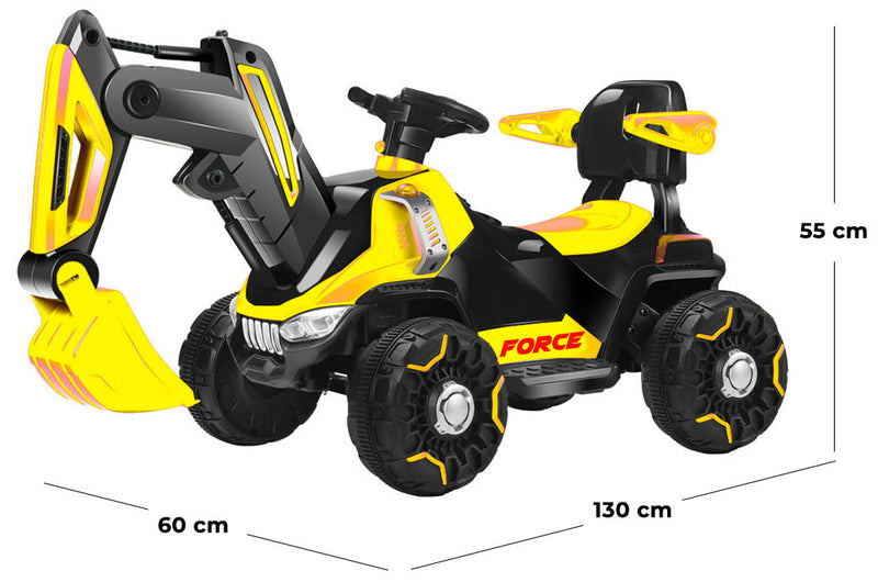 Escavatore Elettrico per Bambini 6V Kidfun Ruspa Force Giallo e Nero