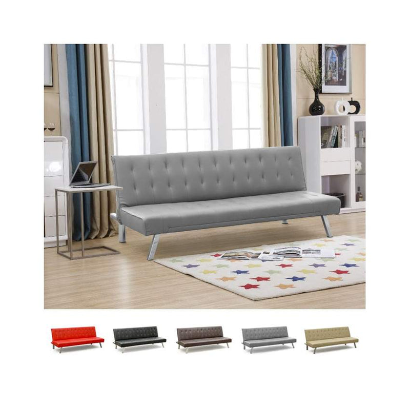 Divano Letto 175x80x73 cm in Similpelle Grigio