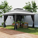 Gazebo da Giardino Pop-Up 356x356x280 cm Altezza Regolabile e Protezione UPF50+ Borsa con Ruote Grigio   