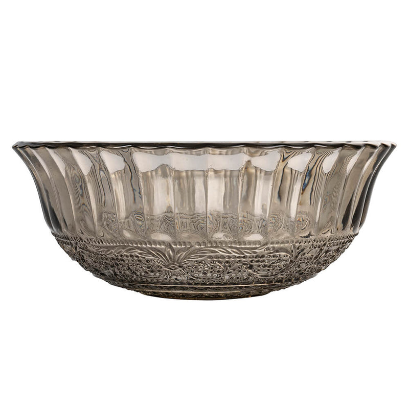 Set 2 Insalatiere con Decoro in Rilievo in Vetro VdE Tivoli 1996 Imperial Fumè e Grigio