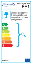 Applique 1xE14 Montatura Marrone Oro Vetro Spugnato Bianco E-Energy Amelia