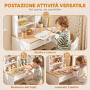 Scrivania per Bambini 3-8 Anni 80x50x100 cm con Ripiani e Cassetto in Truciolato e MDF Bianco      