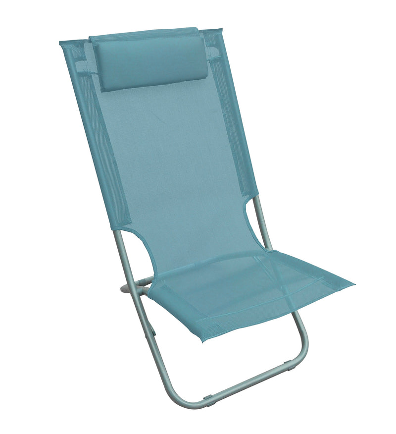 Sedia Mare Spiaggina Pieghevole 68x48x72 cm con Cuscino in Acciaio e Textilene Blu