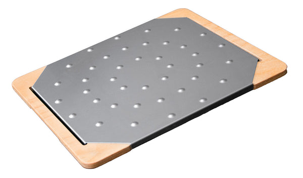 acquista Tagliere da Cucina 38x33 cm In Legno e Acciaio Giusto