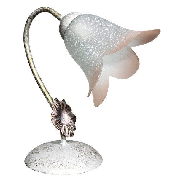 Lampe 1xE14 Weißgold Rahmen Synthetisches Weiß schattiertes Rosa E-Energy Vera Glas prezzo