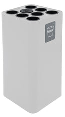 Pattumiera a Bidone da 100 L 38,3x38,3x82,5 cm 7 Scomparti Tubolari e 1 Vaschetta in Acciaio Verniciato Bianco 
