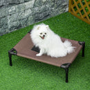 Lettino per Cani Rialzato con Seduta Traspirante 61x46x18 cm in Acciaio e Tessuto Nero e Caffè