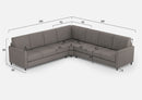 Divano Angolare 7 Posti 281x281x85 cm Karay in Tessuto Grigio