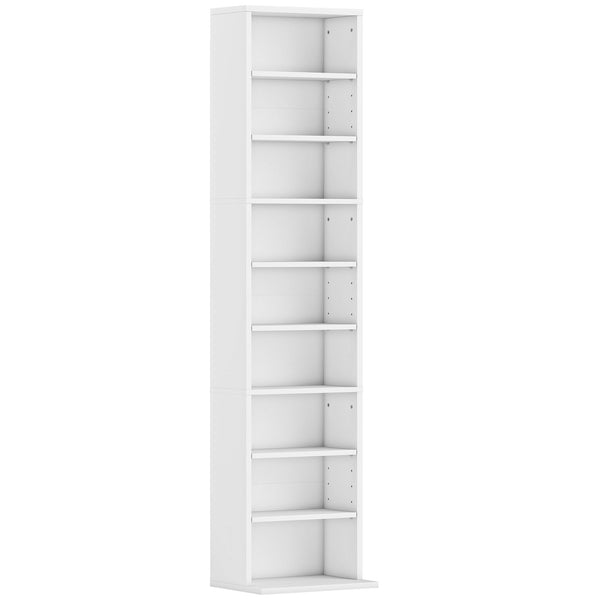 sconto Libreria Scaffale Porta CD 33x24x140 cm con 6 Ripiani Regolabili Capacità di 260 CD/120 DVD Bianco