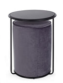 Set 2 Tavolino-Pouf Annika Grigio Scuro in Tessuto effetto Velluto