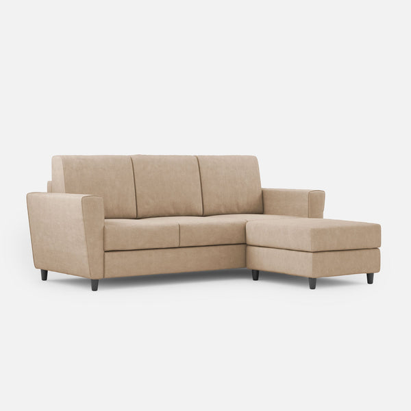 sconto Divano 3 Posti con Pouf 212x155x85 cm Yasel in Tessuto Beige