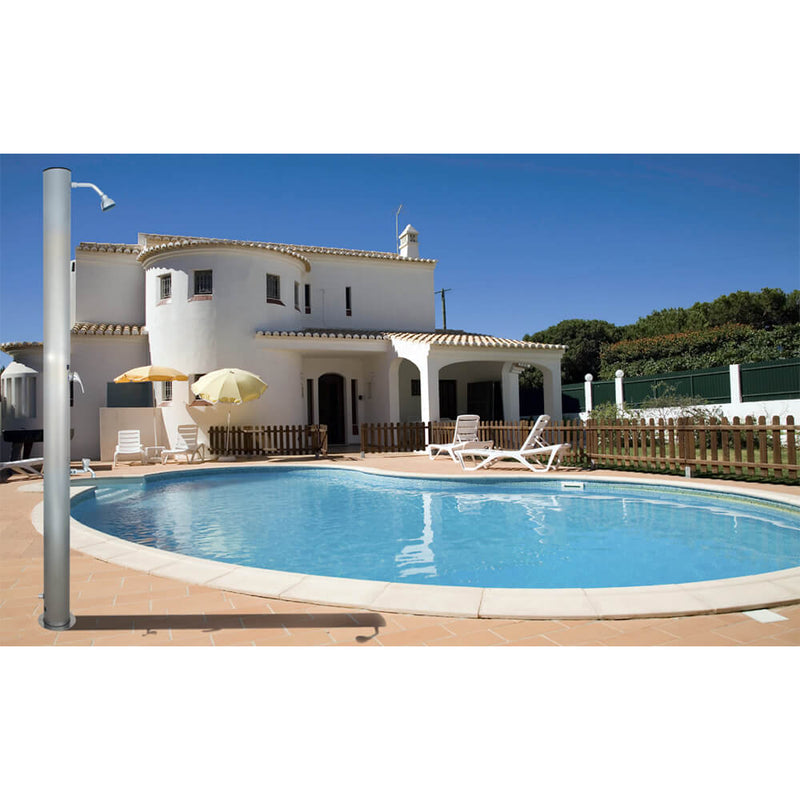 Doccia Solare da Giardino 28L Miscelatore e Lavapiedi ATI Docce D Inox Anodizzato