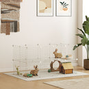 Recinto per Animali Domestici Piccoli con 36 Pannelli Modulabili con Porta in Metallo Bianco      