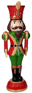 Soldatino Schiaccianoci in Resina 15,7x11xh48,4 cm con LED Decorazione Verde