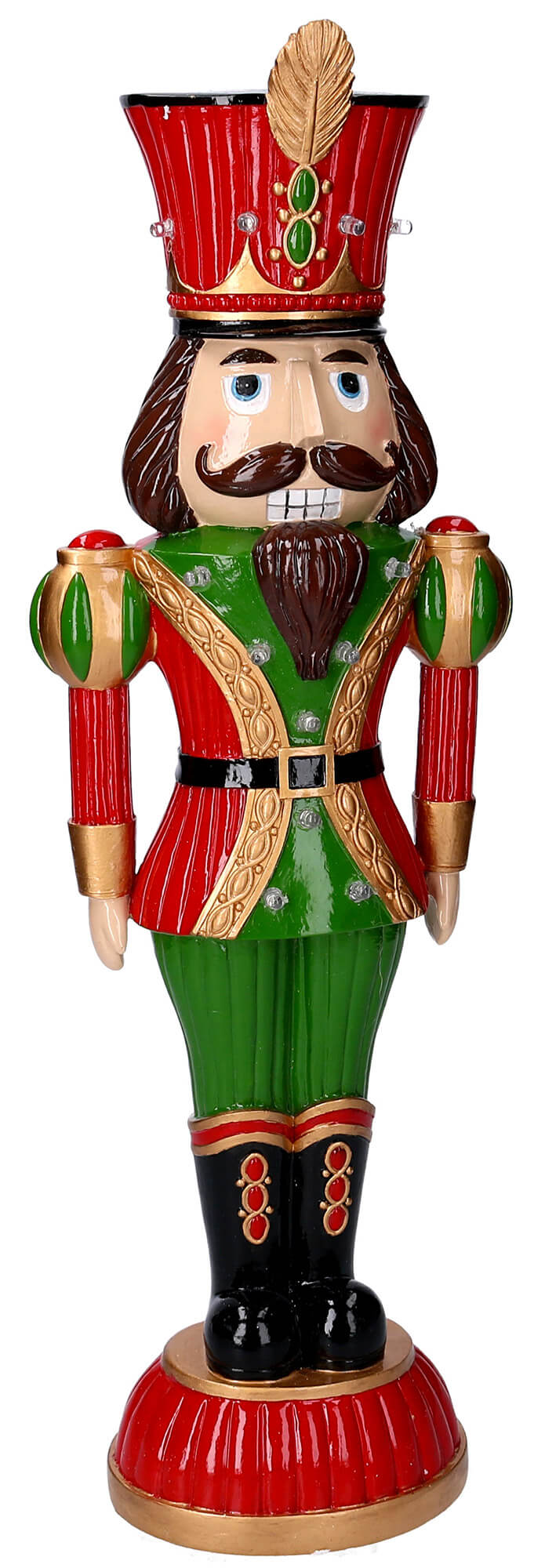 Soldatino Schiaccianoci in Resina 15,7x11xh48,4 cm con LED Decorazione Verde