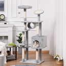 Albero Tiragraffi per Gatti 60x50x165 cm in Peluche e Corda Sisal Grigio e Beige