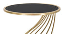 Porta Telefono Flush Ø43x73 cm in Ferro MDF e Specchio Nero e Oro