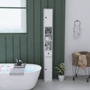 Colonna Bagno Salvaspazio 20x20x178 cm con Armadietti Ripiani Aperti e Cassetto in Legno Bianco  