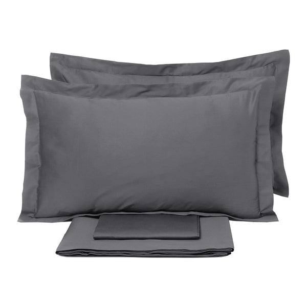 Set aus Doppellaken oben und unten und einfarbigen grauen Garrini Clarice-Kissenbezügen sconto