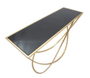 Console Ring 120x40x79 cm in Ferro MDF e Specchio Nero e Oro