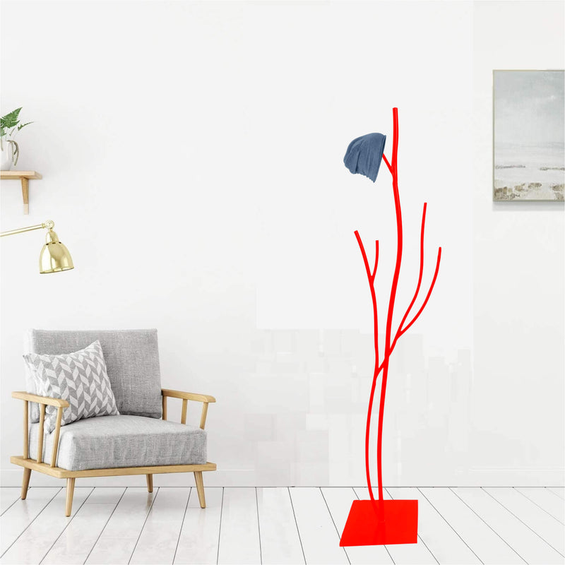 Appendiabiti da Terra 33x33x178 cm in Ferro Battuto Vasconi Castagno Rosso