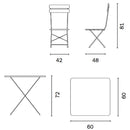 Set da Giardino in Ferro 60X60cm Vorghini Bistrò Quadrato Avorio